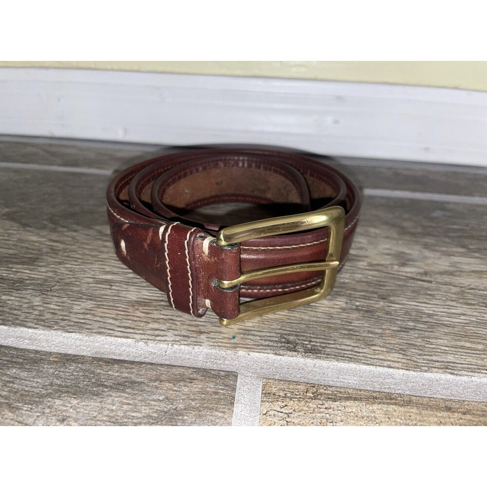 Vintage Cole Haan Leahter Belt Brown Contrast Stitching Small